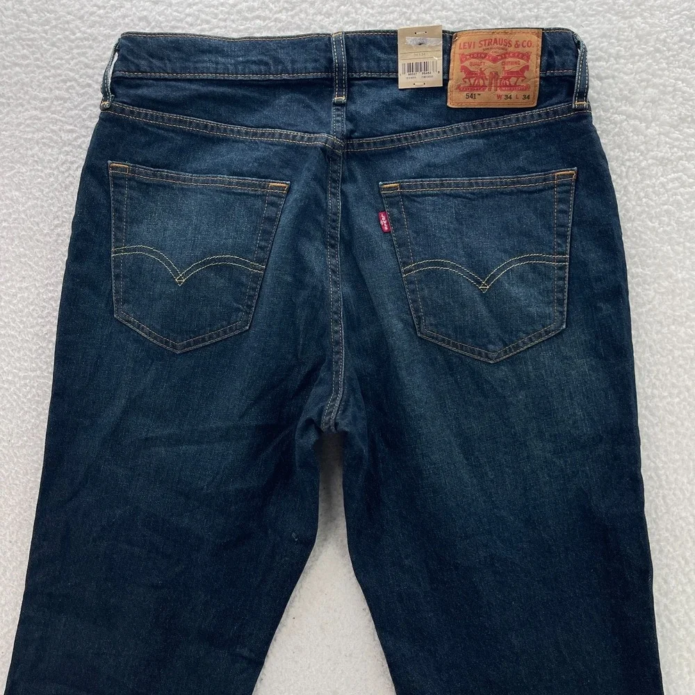 Levis 541 Jeans Mens 34x34 Blue Athletic Tapered Dark Wash Stretch Denim Preppy